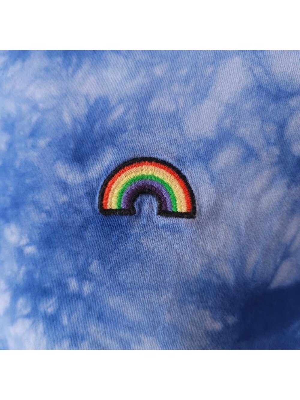 Rainbow Tie Dye Crop Top T Shirt Womens Size Medium Blue Wild Fable - Picture 3 of 6